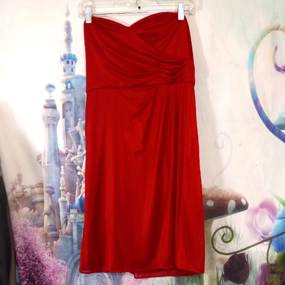 David's bridal red strapless dress - Picture 1 of 9